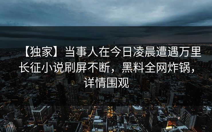 【独家】当事人在今日凌晨遭遇万里长征小说刷屏不断，黑料全网炸锅，详情围观