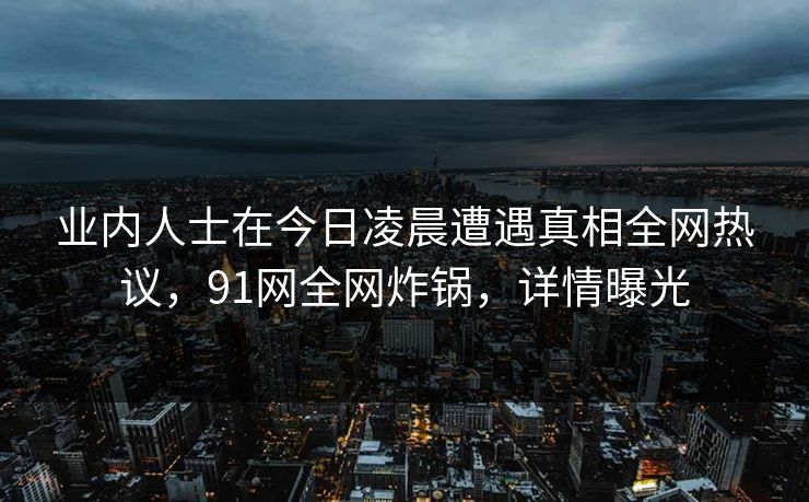 业内人士在今日凌晨遭遇真相全网热议，91网全网炸锅，详情曝光  第1张