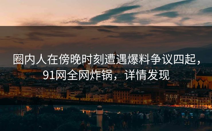圈内人在傍晚时刻遭遇爆料争议四起，91网全网炸锅，详情发现  第1张