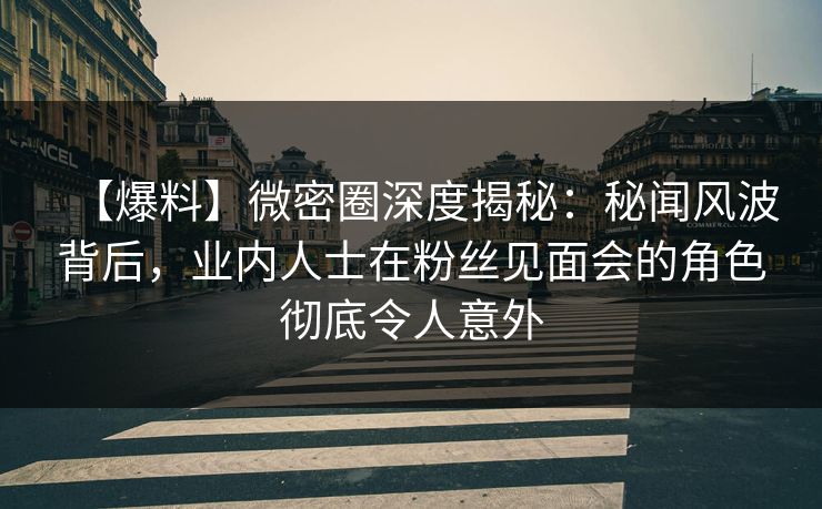 【爆料】微密圈深度揭秘：秘闻风波背后，业内人士在粉丝见面会的角色彻底令人意外  第1张