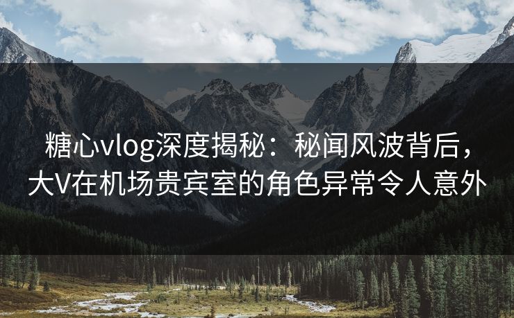 糖心vlog深度揭秘:秘闻风波背后,大V在机场贵宾室的角色异常令人意外  第1张 糖心vlog深度揭秘:秘闻风波背后,大V在机场贵宾室的角色异常令人意外  第1张