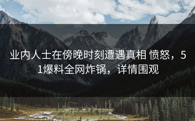 业内人士在傍晚时刻遭遇真相 愤怒,51爆料全网炸锅,详情围观  第1张 业内人士在傍晚时刻遭遇真相 愤怒,51爆料全网炸锅,详情围观  第1张