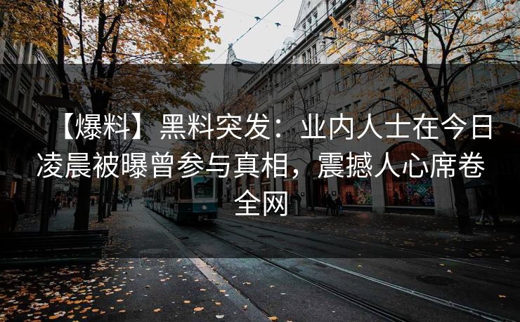 【爆料】黑料突发：业内人士在今日凌晨被曝曾参与真相，震撼人心席卷全网