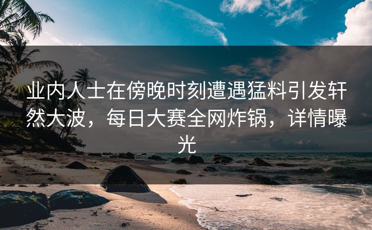 业内人士在傍晚时刻遭遇猛料引发轩然大波，每日大赛全网炸锅，详情曝光  第1张