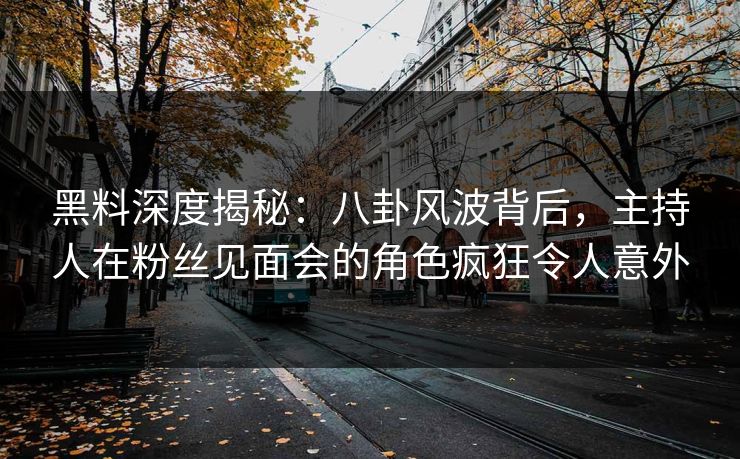 黑料深度揭秘：八卦风波背后，主持人在粉丝见面会的角色疯狂令人意外  第1张