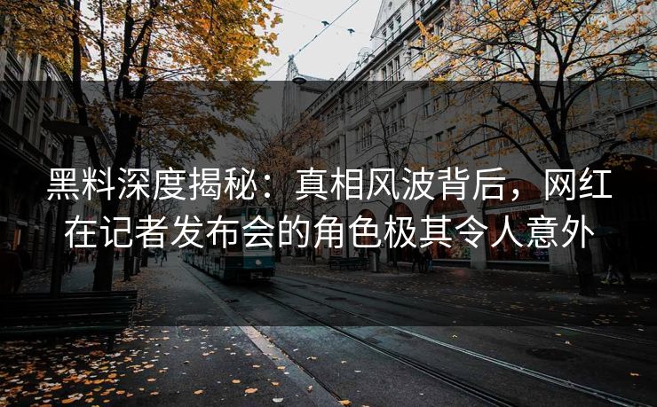 黑料深度揭秘：真相风波背后，网红在记者发布会的角色极其令人意外