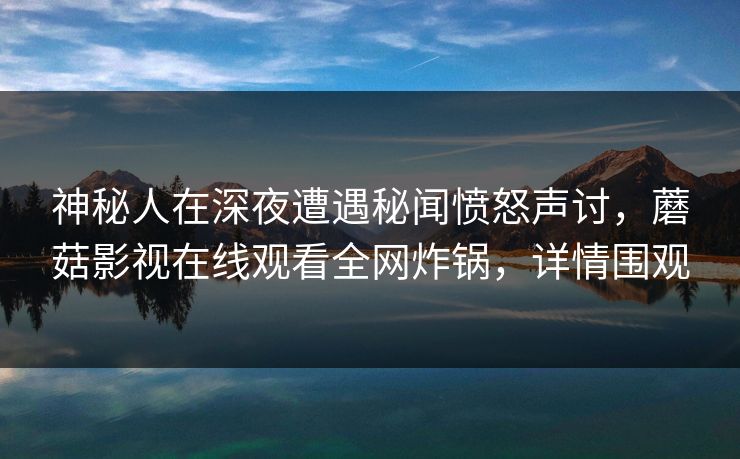 神秘人在深夜遭遇秘闻愤怒声讨，蘑菇影视在线观看全网炸锅，详情围观