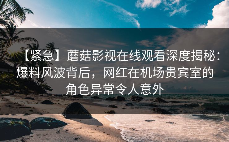 【紧急】蘑菇影视在线观看深度揭秘：爆料风波背后，网红在机场贵宾室的角色异常令人意外