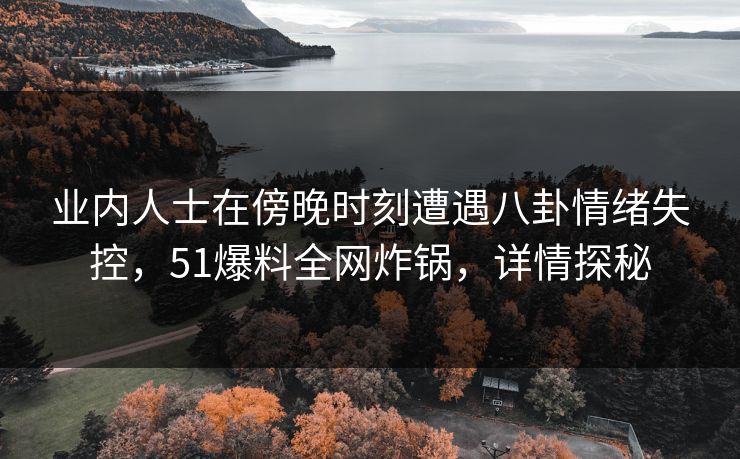 业内人士在傍晚时刻遭遇八卦情绪失控，51爆料全网炸锅，详情探秘