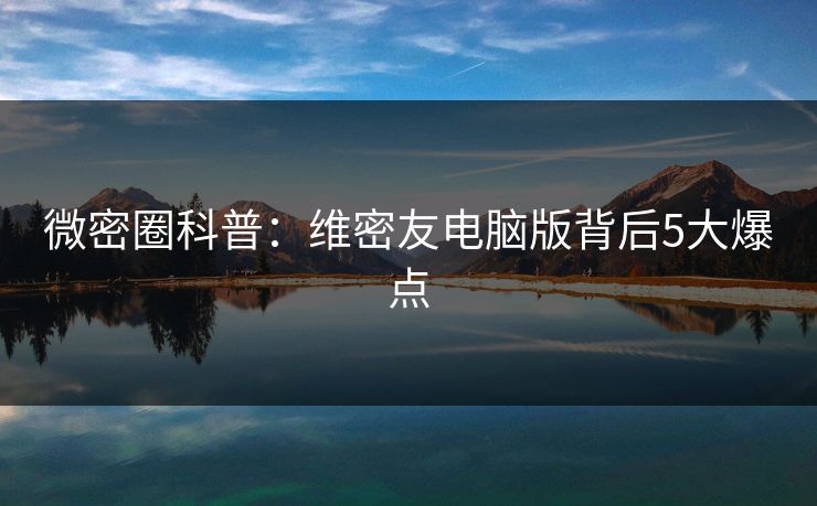 微密圈科普：维密友电脑版背后5大爆点