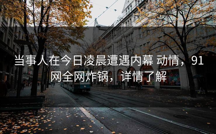 当事人在今日凌晨遭遇内幕 动情,91网全网炸锅,详情了解
